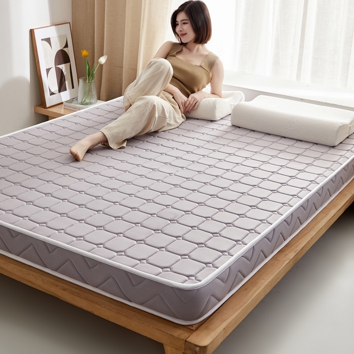 91家纺网 家纺一手货源 找家纺 祁恋婷 2024新款牛奶丝乳胶加记忆棉加棕床垫【床垫遮盖物】 面包格-灰 海绵款