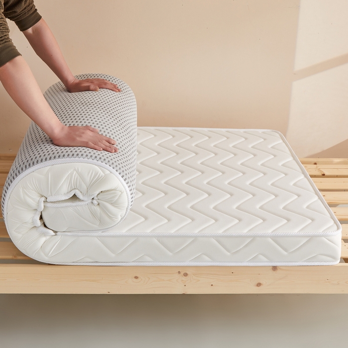 91家纺网 家纺一手货源 找家纺 祁恋婷 2024新款牛奶丝乳胶加记忆棉加棕-学生床垫【床垫遮盖物】 曲线-白 棕垫款