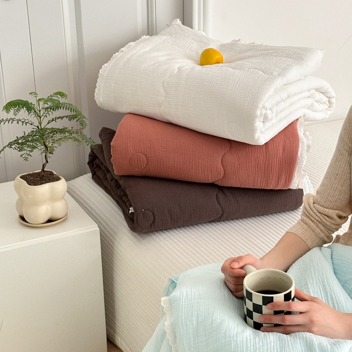 91家纺网 家纺一手货源 找家纺 （总）山舍家居 2024新款全棉皱皱纱夏被四件套