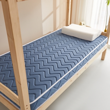 91家纺网 家纺一手货源 找家纺 祁恋婷 2024新款牛奶丝乳胶加记忆棉加棕-学生床垫【床垫遮盖物】 曲线-蓝 海绵款