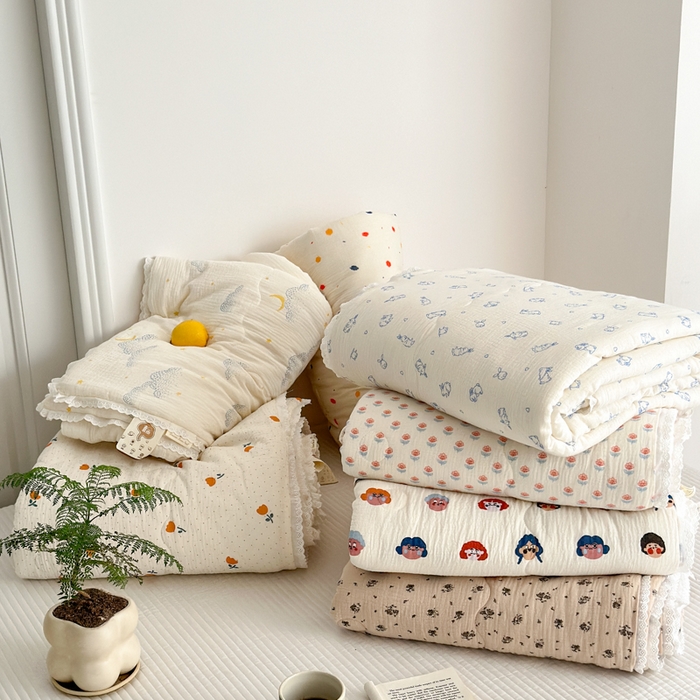 91家纺网 家纺一手货源 找家纺 （总）山舍家居 2024新款全棉皱皱纱夏被四件套