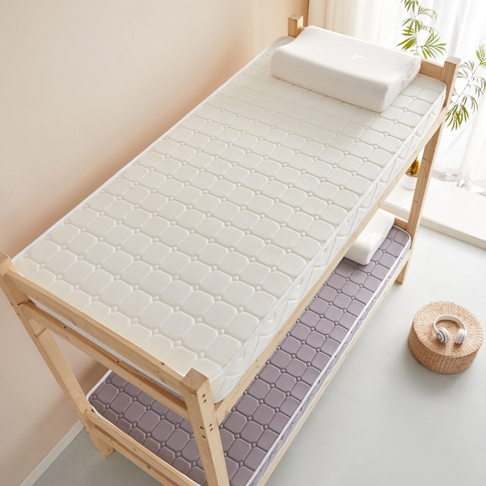 91家纺网 家纺一手货源 找家纺 祁恋婷 2024新款牛奶丝乳胶加记忆棉加棕-学生床垫【床垫遮盖物】 面包格白 棕垫款