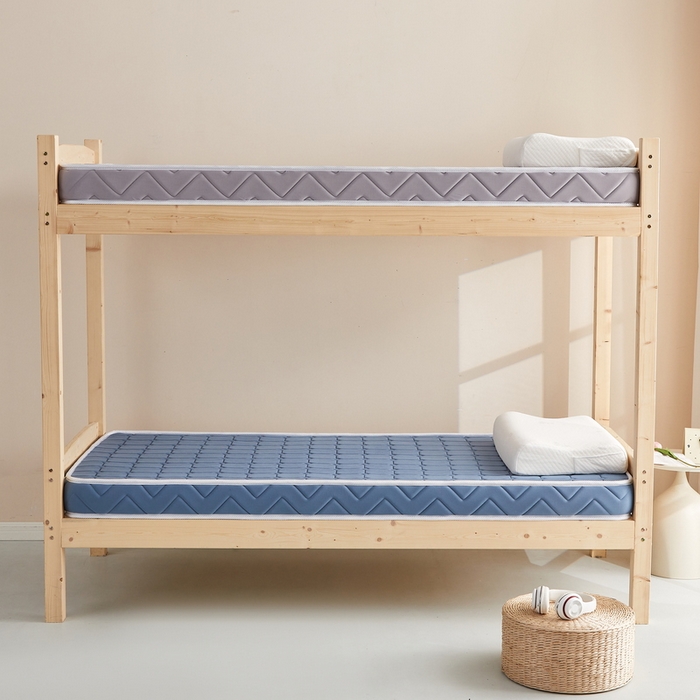 91家纺网 家纺一手货源 找家纺 祁恋婷 2024新款牛奶丝乳胶加记忆棉加棕-学生床垫【床垫遮盖物】 面包格蓝 棕垫款