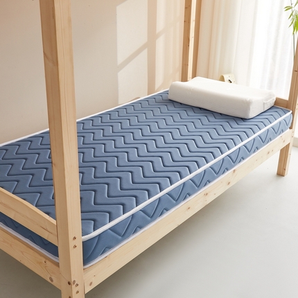 91家纺网 家纺一手货源 找家纺 祁恋婷 2024新款牛奶丝乳胶加记忆棉加棕-学生床垫【床垫遮盖物】 曲线-蓝 棕垫款