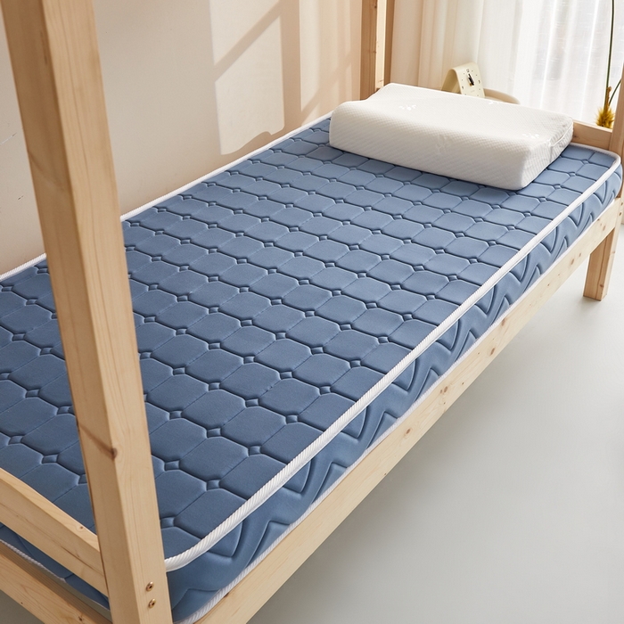 91家纺网 家纺一手货源 找家纺 祁恋婷 2024新款牛奶丝乳胶加记忆棉加棕-学生床垫【床垫遮盖物】 面包格蓝 海绵款