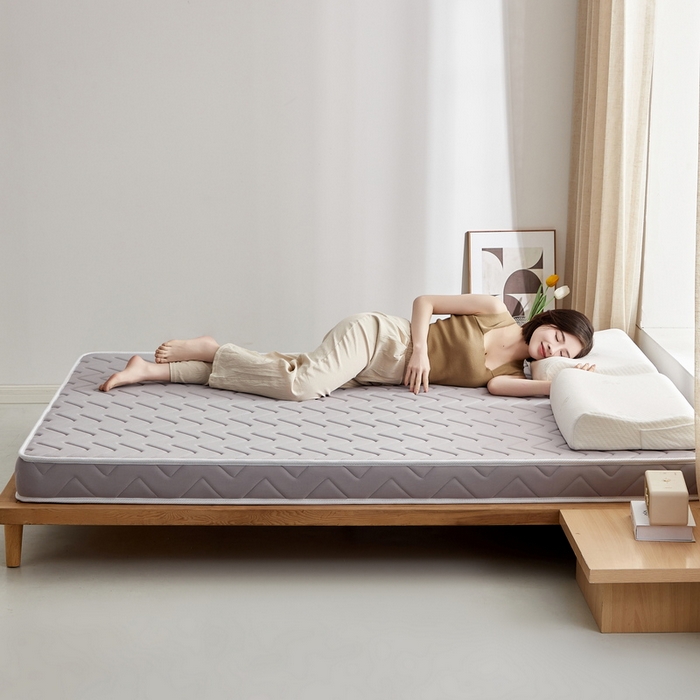 91家纺网 家纺一手货源 找家纺 祁恋婷 2024新款牛奶丝乳胶加记忆棉加棕床垫【床垫遮盖物】 曲线-灰 棕垫款