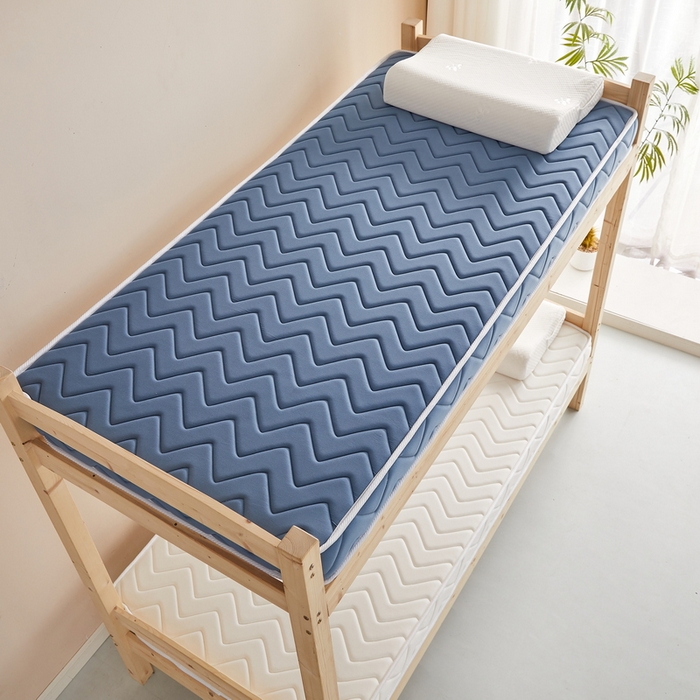 91家纺网 家纺一手货源 找家纺 祁恋婷 2024新款牛奶丝乳胶加记忆棉加棕-学生床垫【床垫遮盖物】 曲线-蓝 海绵款