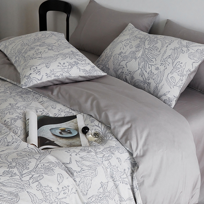 91家纺网 家纺一手货源 找家纺 千朵森 2024新款水洗棉色织提花四件套 风格一 夕拾