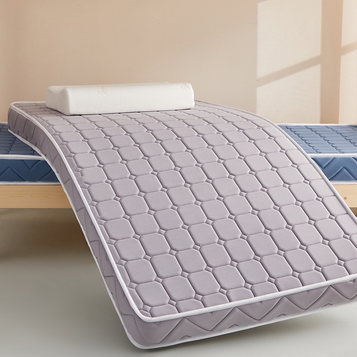 91家纺网 家纺一手货源 找家纺 祁恋婷 2024新款牛奶丝乳胶加记忆棉加棕-学生床垫【床垫遮盖物】 面包格灰 海绵款