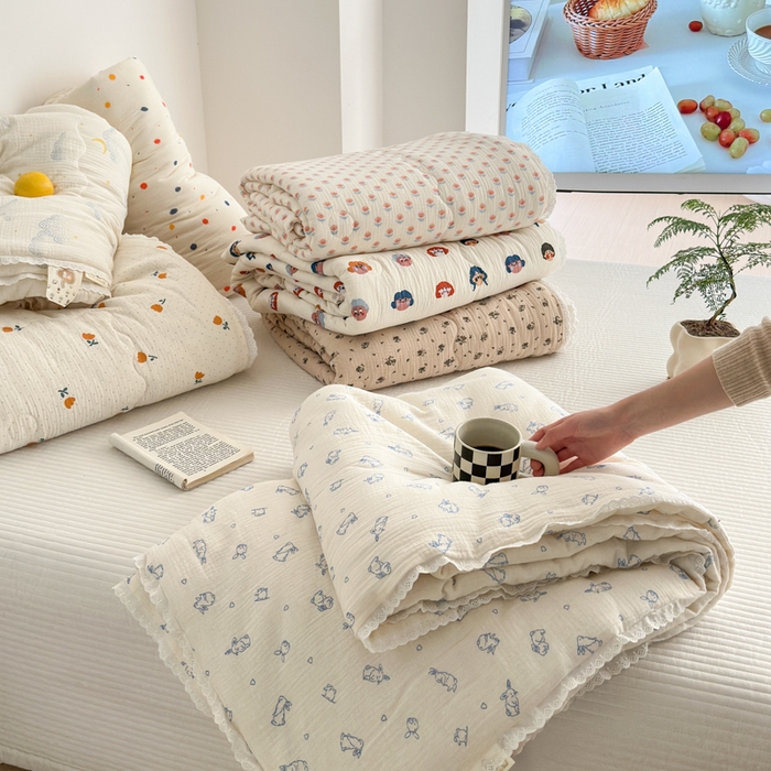 91家纺网 家纺一手货源 找家纺 （总）山舍家居 2024新款全棉皱皱纱夏被四件套