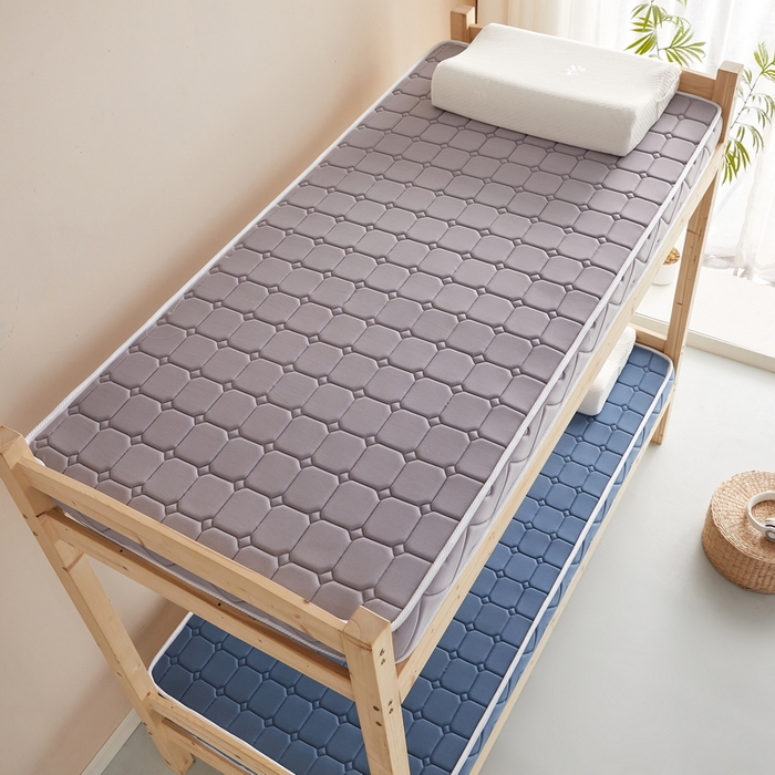 91家纺网 家纺一手货源 找家纺 祁恋婷 2024新款牛奶丝乳胶加记忆棉加棕-学生床垫【床垫遮盖物】 面包格灰 棕垫款