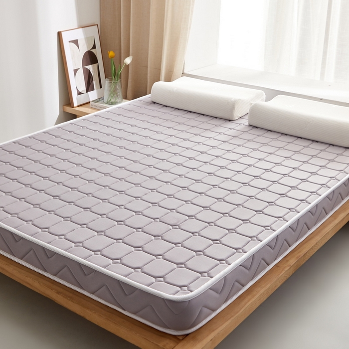 91家纺网 家纺一手货源 找家纺 祁恋婷 2024新款牛奶丝乳胶加记忆棉加棕床垫【床垫遮盖物】 面包格-灰 棕垫款