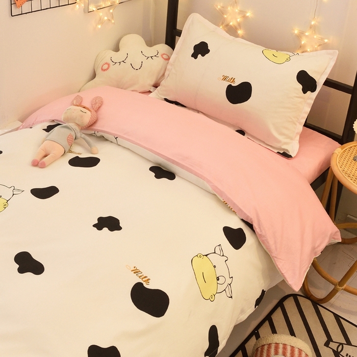 91家纺网 家纺一手货源 找家纺 茗婷家纺 2025款13372纯棉学生宿舍上下铺三六件套 爱的萌牛