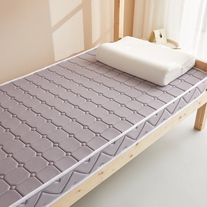 91家纺网 家纺一手货源 找家纺 祁恋婷 2024新款牛奶丝乳胶加记忆棉加棕-学生床垫【床垫遮盖物】 面包格灰 棕垫款