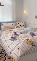 91家纺网 家纺一手货源 找家纺 （总）昔可 2024新款全棉多巴胺卡通轻柔四件套系列