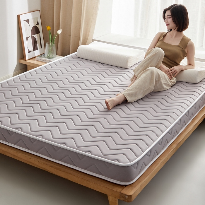 91家纺网 家纺一手货源 找家纺 祁恋婷 2024新款牛奶丝乳胶加记忆棉加棕床垫【床垫遮盖物】 曲线-灰 棕垫款