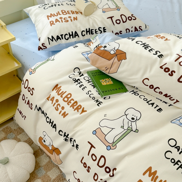 91家纺网 家纺一手货源 找家纺 呗旺鹿 2024新款小清新13372全棉四件套纯棉四件套学生三件套 乐乐熊