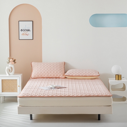 91家纺网 家纺一手货源 找家纺 好眠好梦家纺 2024新款硅胶软席爱琴海系列-床笠款 黛粉