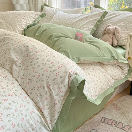 91家纺网 家纺一手货源 找家纺 （总）捌月2024新款全棉印花拼角工艺款四件套