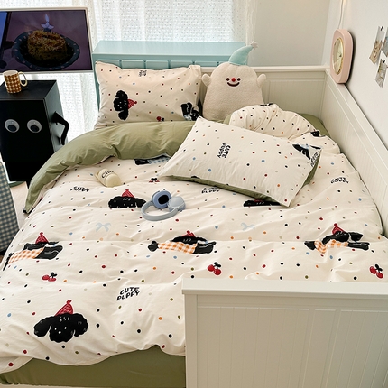 91家纺网 家纺一手货源 找家纺 （总）昔可 2024新款全棉多巴胺卡通轻柔四件套系列