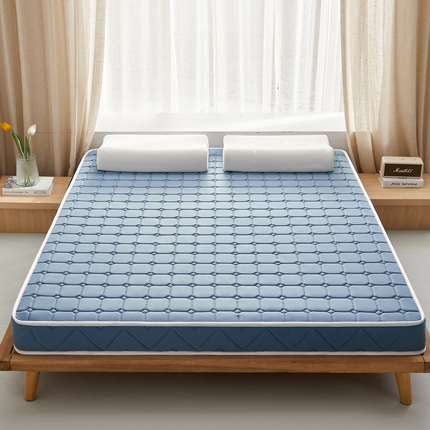 祁恋婷 2024新款牛奶丝乳胶加记忆棉加棕床垫【床垫遮盖物】 面包格-蓝 海绵款