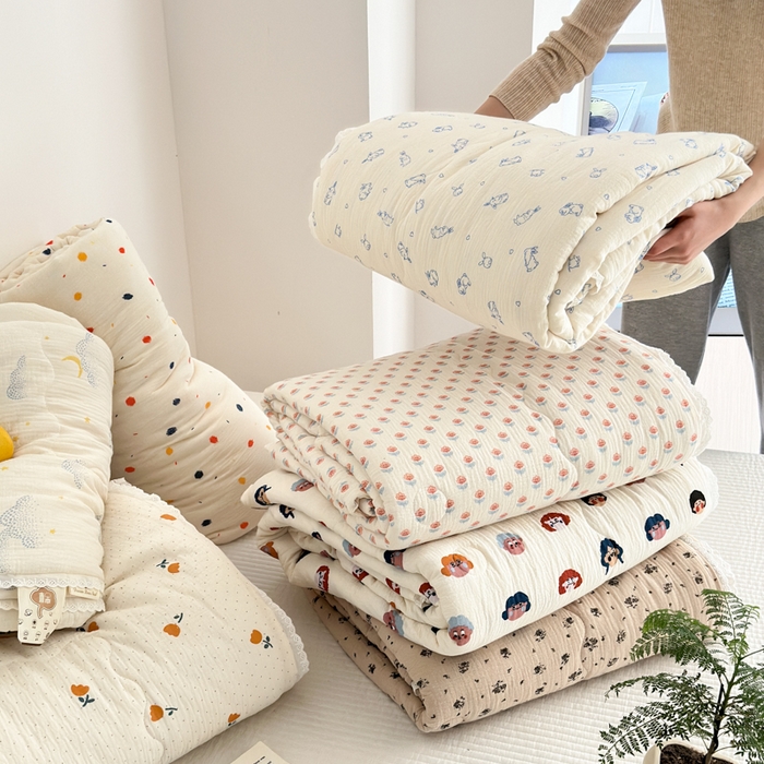 91家纺网 家纺一手货源 找家纺 （总）山舍家居 2024新款全棉皱皱纱夏被四件套