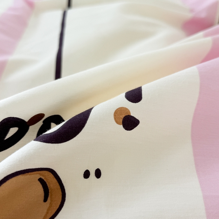 91家纺网 家纺一手货源 找家纺 呗旺鹿 2024新款小清新13372全棉四件套纯棉四件套学生三件套 开心狗