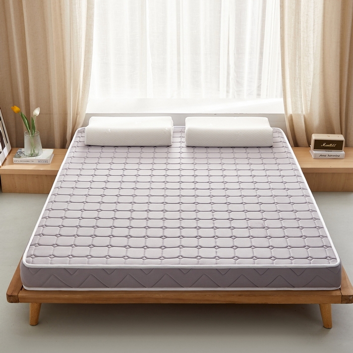 91家纺网 家纺一手货源 找家纺 祁恋婷 2024新款牛奶丝乳胶加记忆棉加棕床垫【床垫遮盖物】 面包格-灰 棕垫款