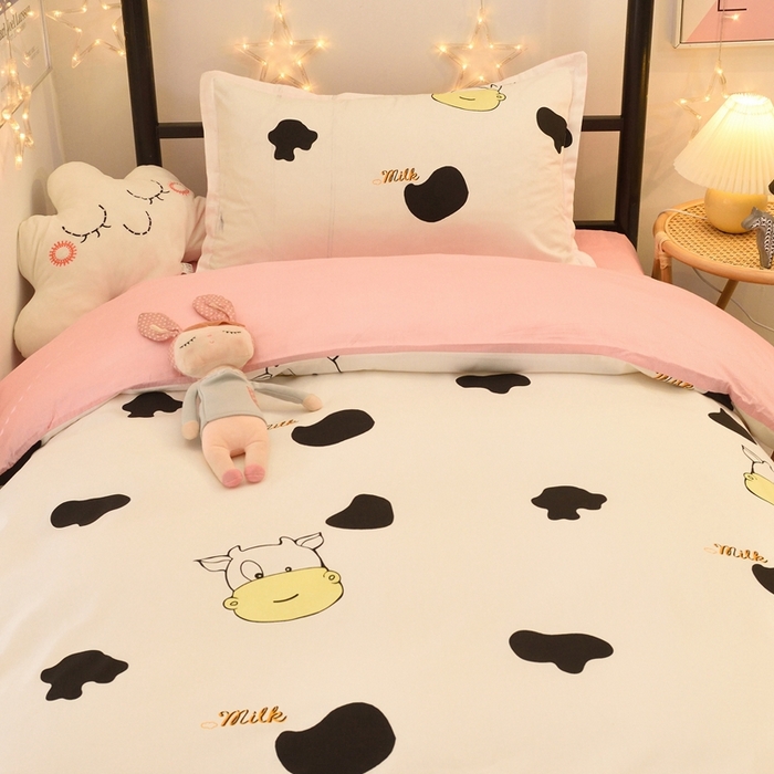 91家纺网 家纺一手货源 找家纺 茗婷家纺 2025款13372纯棉学生宿舍上下铺三六件套 爱的萌牛