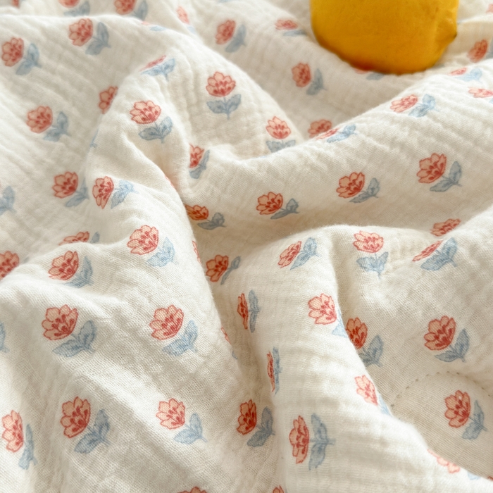 91家纺网 家纺一手货源 找家纺 山舍家居 2024新款全棉皱皱纱夏被四件套 花间集