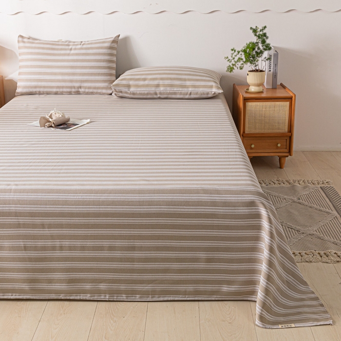 91家纺网 家纺一手货源 找家纺 航途席业 2025新款老粗布床单系列 简约生活咖