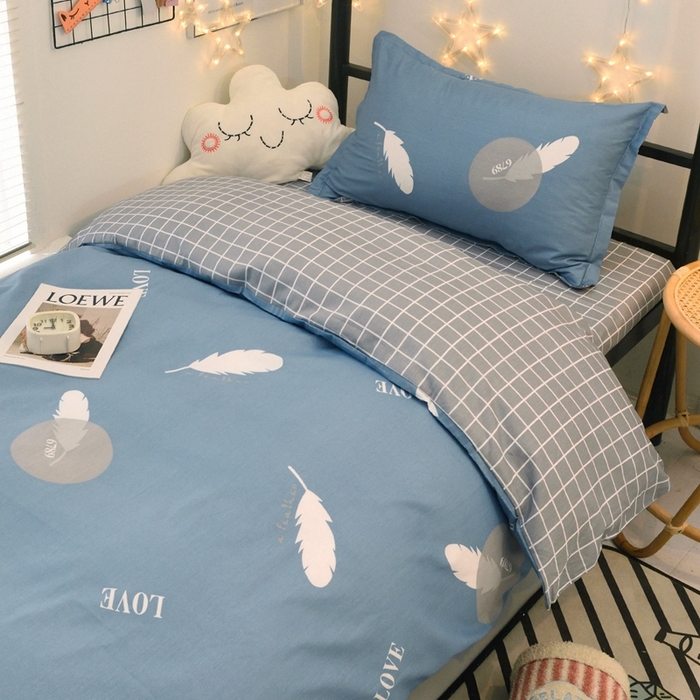 91家纺网 家纺一手货源 找家纺 茗婷家纺 2025款13372纯棉学生宿舍上下铺三六件套 芳菲