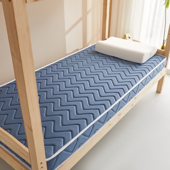 91家纺网 家纺一手货源 找家纺 祁恋婷 2024新款牛奶丝乳胶加记忆棉加棕-学生床垫【床垫遮盖物】 曲线-蓝 棕垫款