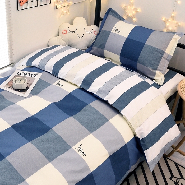 91家纺网 家纺一手货源 找家纺 茗婷家纺 2025款13372纯棉学生宿舍上下铺三六件套 英伦