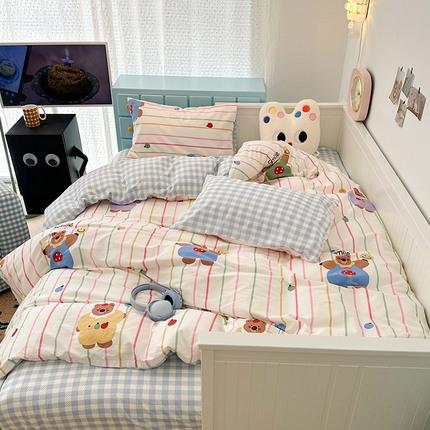 91家纺网 家纺一手货源 找家纺 （总）昔可 2024新款全棉多巴胺卡通轻柔四件套系列