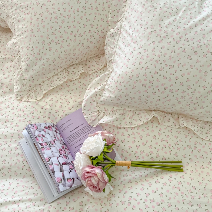 91家纺网 家纺一手货源 找家纺 柠馨 2024新款全棉印花浪漫花边款四件套 芊芊