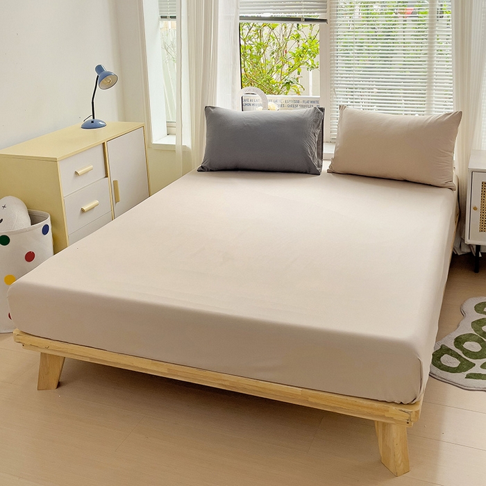 91家纺网 家纺一手货源 找家纺 艾特你 2024新款A类水洗棉单床笠系列  混搭-浅灰浅驼