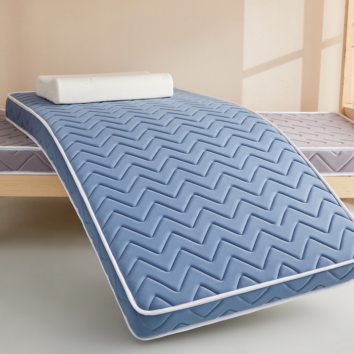 91家纺网 家纺一手货源 找家纺 祁恋婷 2024新款牛奶丝乳胶加记忆棉加棕-学生床垫【床垫遮盖物】 曲线-蓝 海绵款