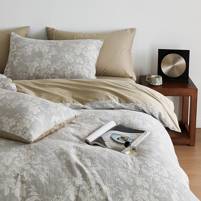 91家纺网 家纺一手货源 找家纺 千朵森 2024新款水洗棉色织提花四件套 风格一 白光