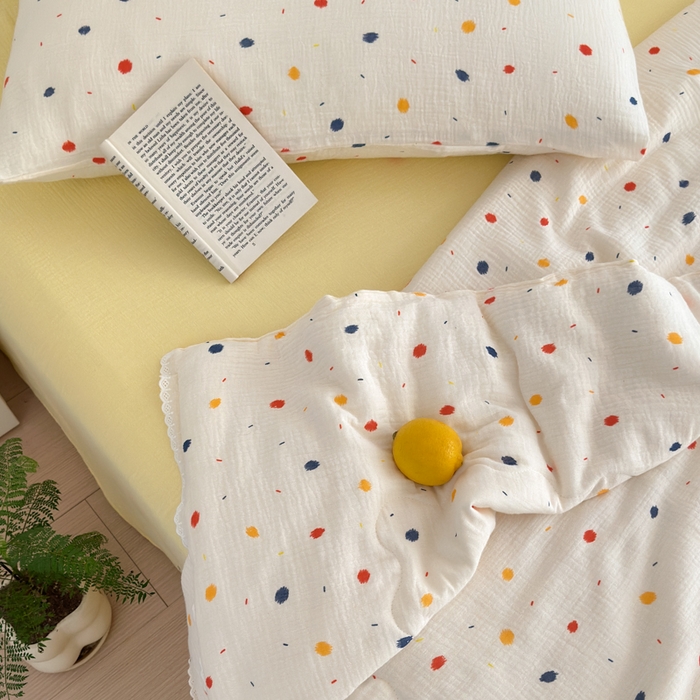 91家纺网 家纺一手货源 找家纺 山舍家居 2024新款全棉皱皱纱夏被四件套 花火