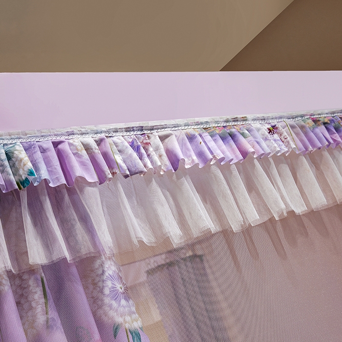 91家纺网 家纺一手货源 找家纺 艾晶美2025新款印花坐床式防摔遮光布帘蚊帐 英花小镇