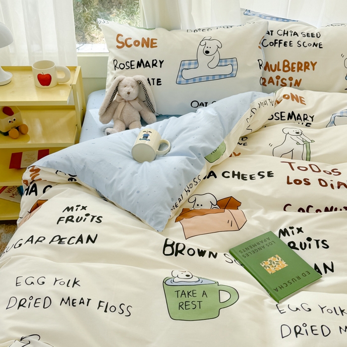 91家纺网 家纺一手货源 找家纺 呗旺鹿 2024新款小清新13372全棉四件套纯棉四件套学生三件套 乐乐熊