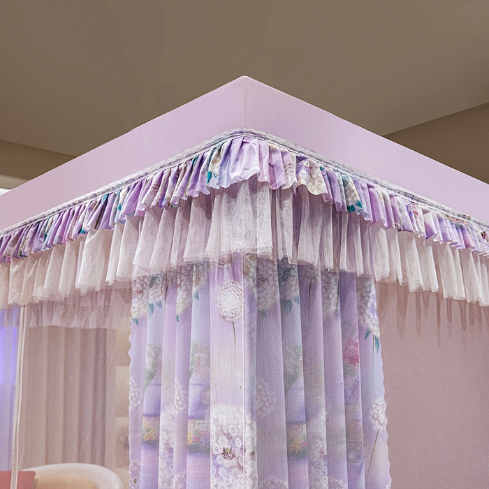 91家纺网 家纺一手货源 找家纺 艾晶美2025新款印花坐床式防摔遮光布帘蚊帐 英花小镇