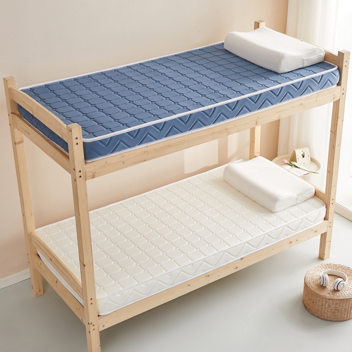 91家纺网 家纺一手货源 找家纺 祁恋婷 2024新款牛奶丝乳胶加记忆棉加棕-学生床垫【床垫遮盖物】 面包格蓝 海绵款