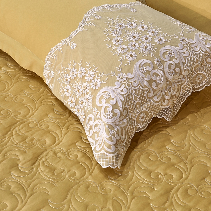 91家纺网 家纺一手货源 找家纺 罗艺轩 2024新款贡缎夹棉床盖--四件套（控价249元起） 简爱-安迪金