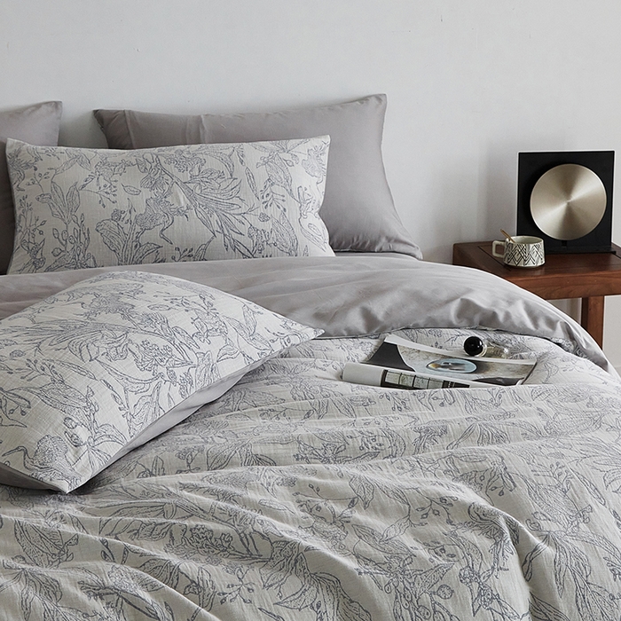 91家纺网 家纺一手货源 找家纺 千朵森 2024新款水洗棉色织提花四件套 风格一 夕拾