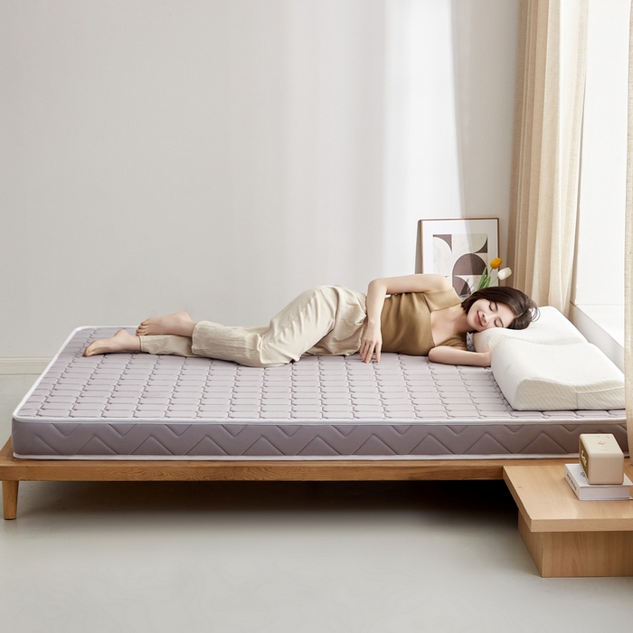 91家纺网 家纺一手货源 找家纺 祁恋婷 2024新款牛奶丝乳胶加记忆棉加棕床垫【床垫遮盖物】 面包格-灰 海绵款