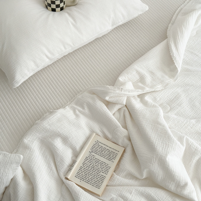 91家纺网 家纺一手货源 找家纺 （总）山舍家居 2024新款全棉皱皱纱夏被四件套