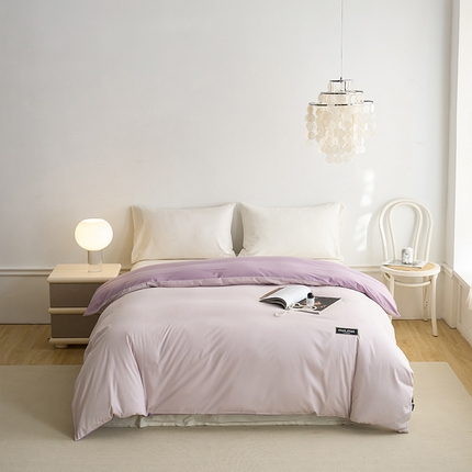 91家纺网 家纺一手货源 找家纺 （总）凯磊 2024新款高支高密.纯色拼色星漫单被套