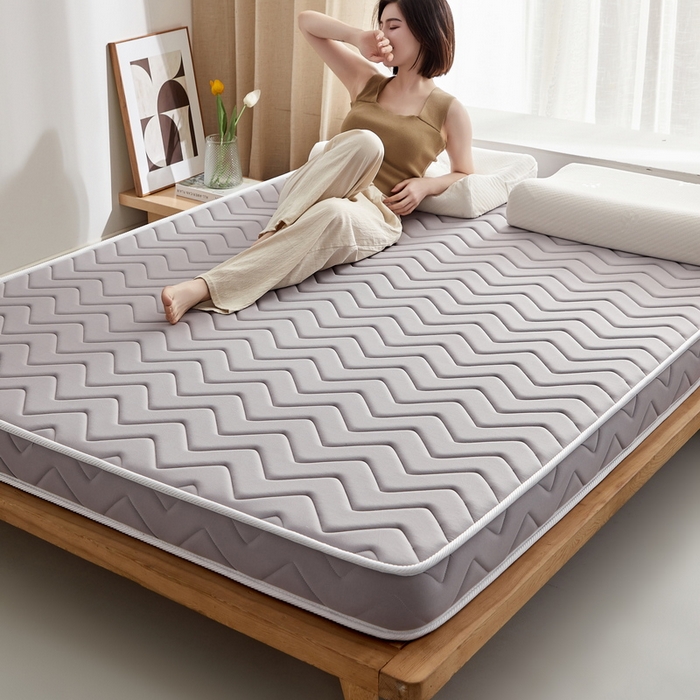 91家纺网 家纺一手货源 找家纺 祁恋婷 2024新款牛奶丝乳胶加记忆棉加棕床垫【床垫遮盖物】 曲线-灰 棕垫款